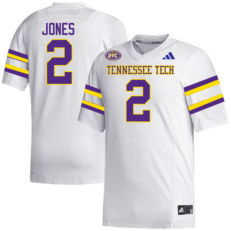 Tennessee Tech Golden Eagles #2 Tremel Jones College Football Jerseys,Uniforms-White